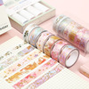 6 rolls of flowers and bronze and paper tape flowers small fresh fantasy DIY handbook post paper frame decorative tape