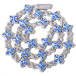 欧美嘻哈跨境彩色宝石四叶草古巴链男士项链轻奢小众珠宝饰品批发