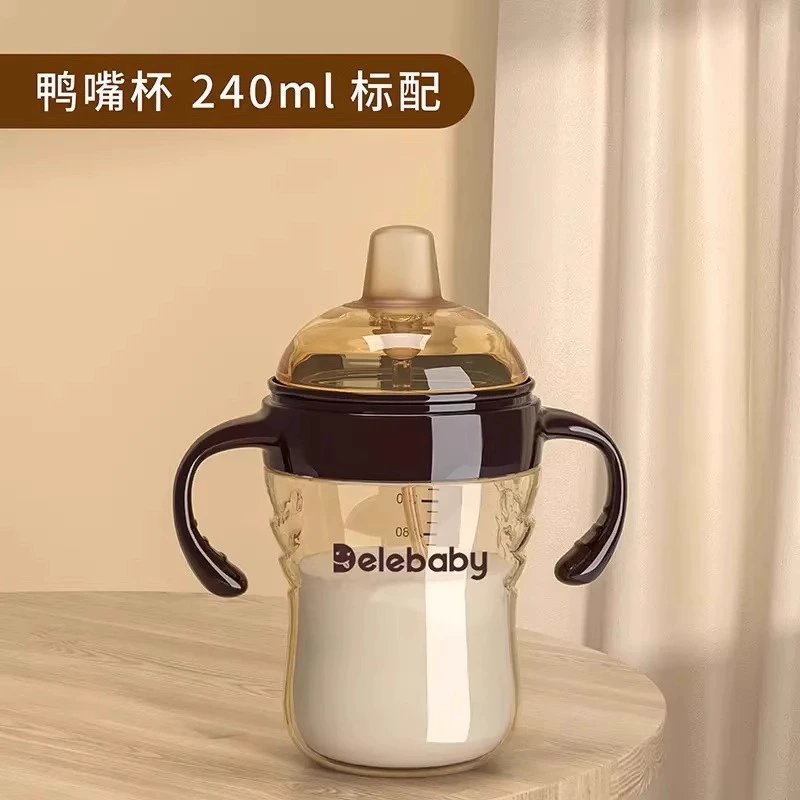 Anti-colic children's feeding bottle, straw