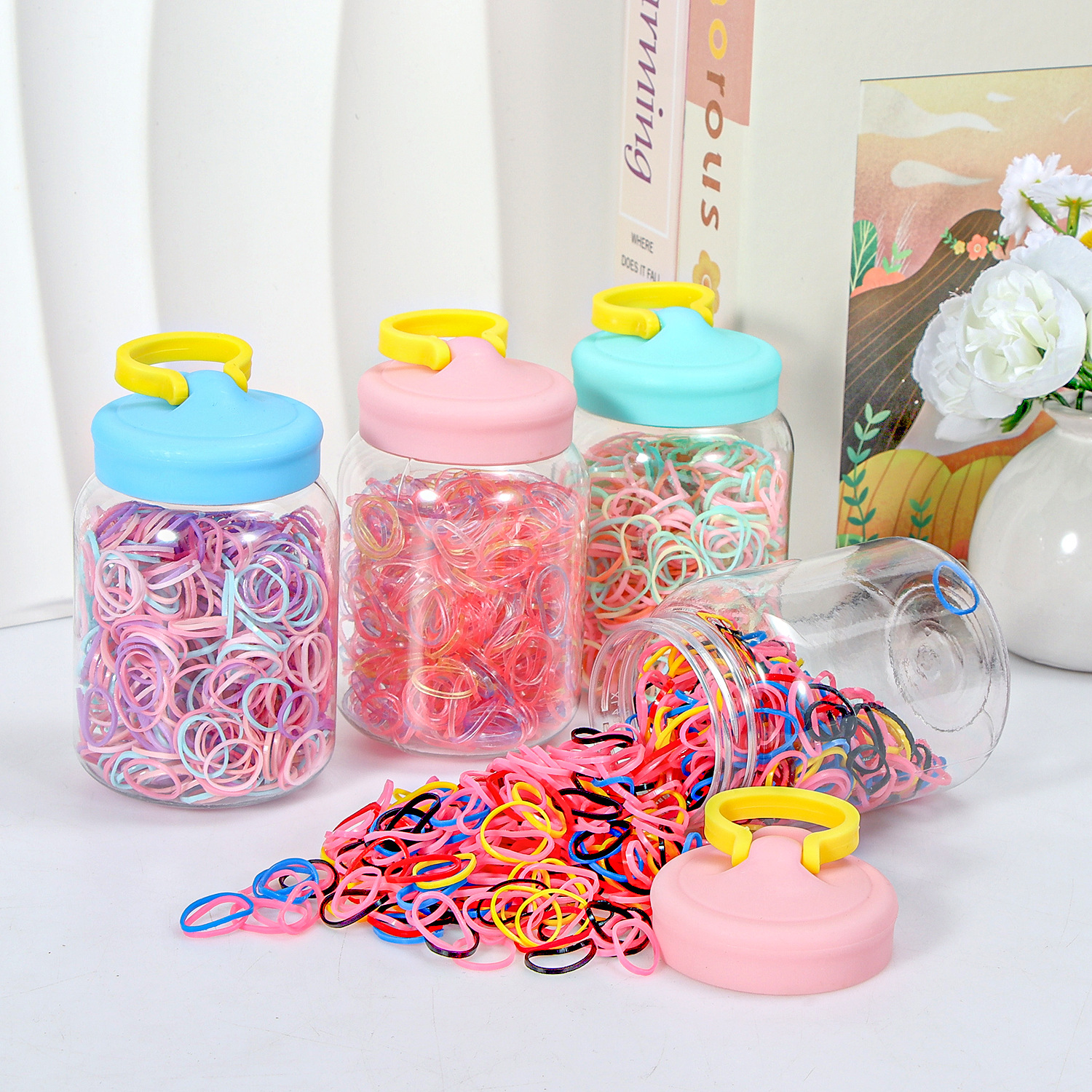 Banda de goma negra para niños, alto valor elástico, duradero, lazo para el cabello, no daña el cabello, anillo para el cabello de goma, accesorios para la cuerda para la cabeza, puesto