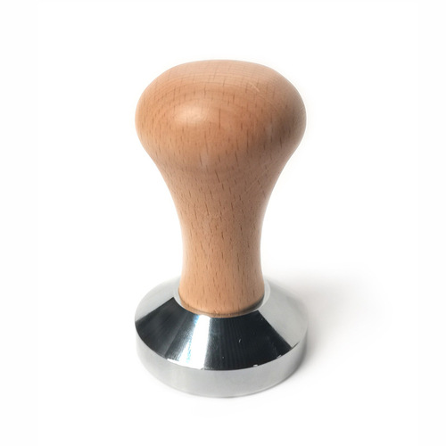 Coffee Presser, Stainless Steel 51/53/58 Flat Bottom Flour Pressing Hammer, Wood Handle, for Espresso Machine