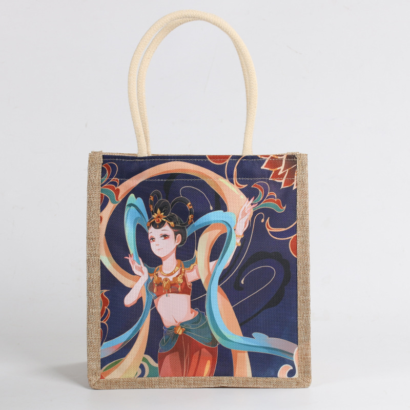 Handheld ethnic shopping bag with zipper