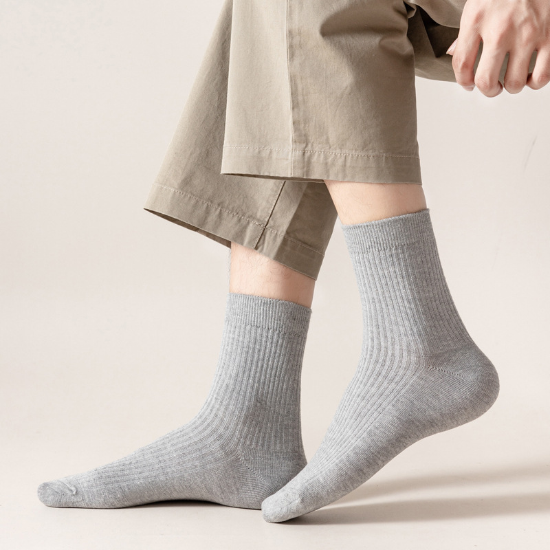 Pure Cotton Socks for Men, Spring and Autumn Mid-Calf Socks, 10A Antibacterial and Deodorant Sports Business Cotton Socks, Zhuji Socks Wholesale