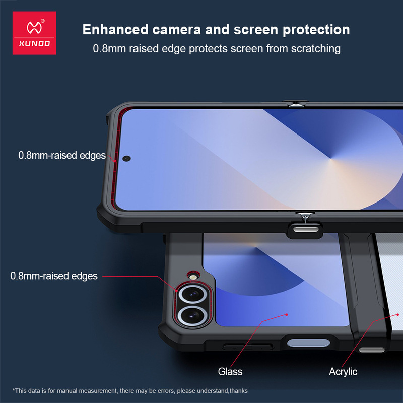 サムスン zflip7 Xundi 携帯電話ケースに適したギャラクシー z フリップ 7 FE 携帯電話折りたたみスクリーンカバー薄型|undefined