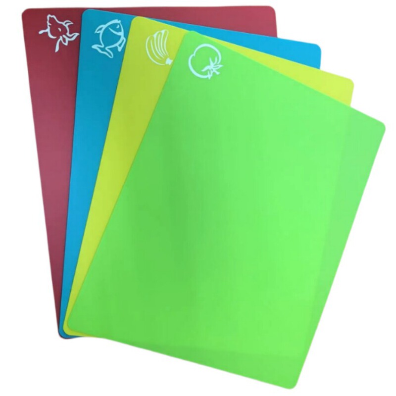 Manufacturer Supplies Four-Piece Set of Convenient Pp Classified Thin Cutting Boards, Antibacterial, Non-Slip, Bendable Plastic Cutting Boards