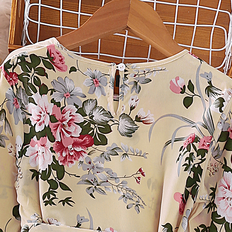 Mädchen Blumen Langarm Prinzessinnenkleid Für Den Herbst_voghion.com