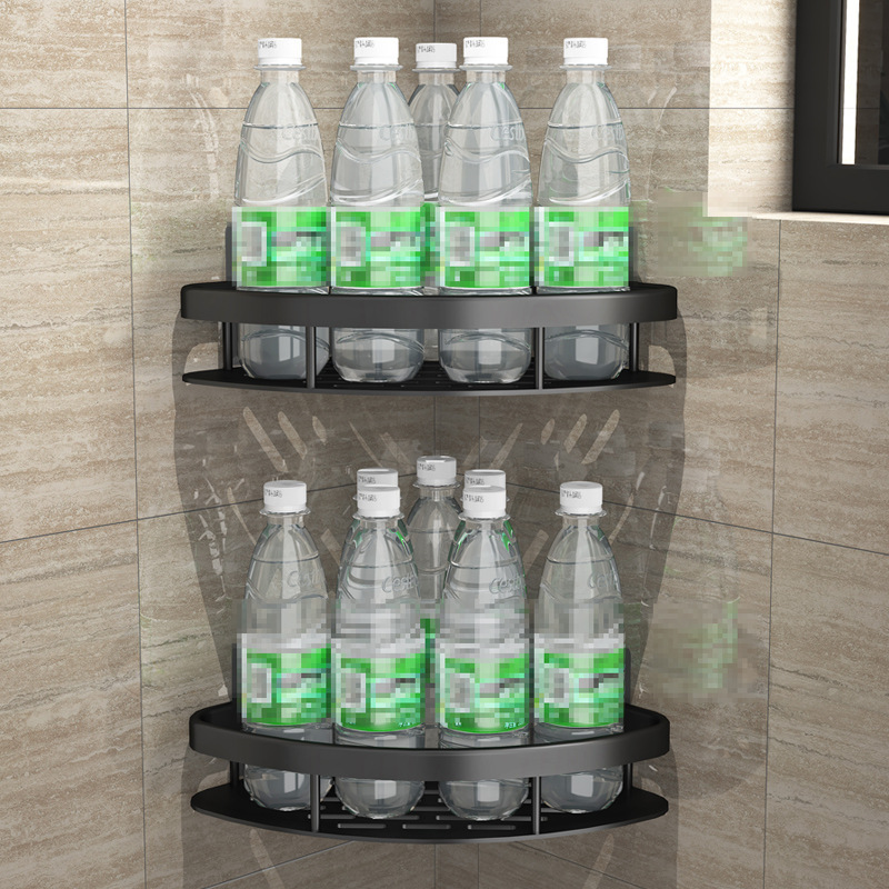 Cesta triangular de baño succión tipo pared de succión espacio de aluminio sala de ducha triangular sin perforación estante de esquina de baño