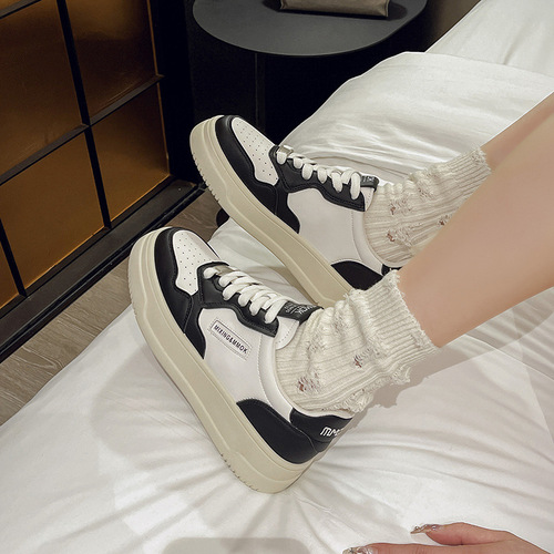 Women's Thick-soled Height-increasing White Shoes Autumn Comfortable Lightweight Versatile Sports Casual Panda Board Shoes Trendy and Versatile