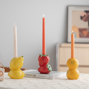 Modern Simple Creative Fruit Shape Ceramic Candle Holder Desktop Small Fresh Decorative Ornaments Photography Props Gifts