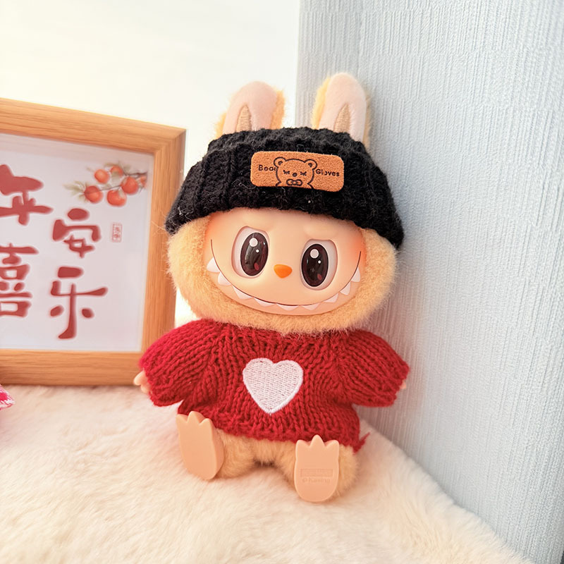 Solo ropa] Llavero de primera y segunda generación Labubu colgante de ropa Rabubu ropa de bebé suéter de punto traje de sombrero