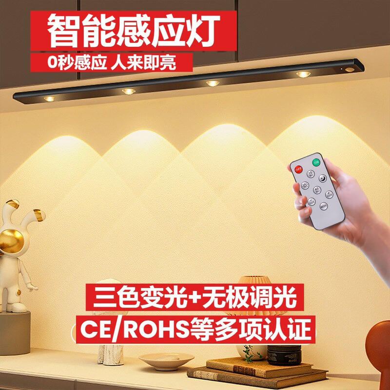 Ultra-Thin Led Smart Human Body Sensor Lamp Magnetic Charging Night Light Wine Cabinet Atmosphere Light Wardrobe Cabinet Light Strip