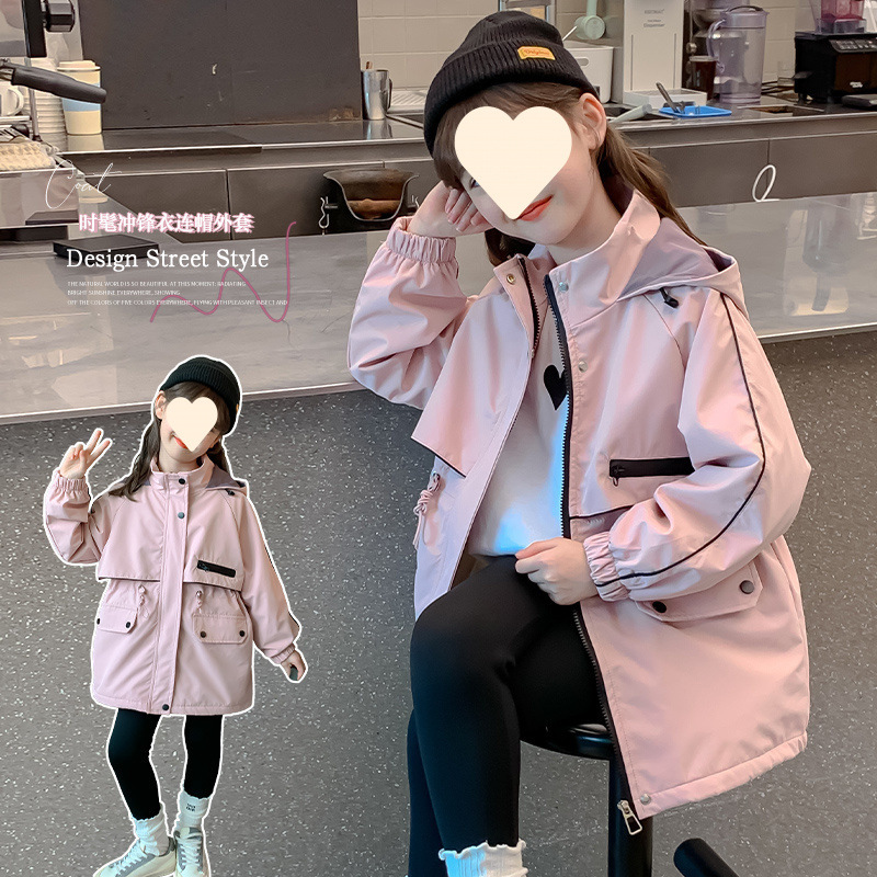 여아 가을 겨울 재킷 2024 신스타일 어린이 유행 상의 중대형 어린이용 한국어 버전 가을 겨울 파카