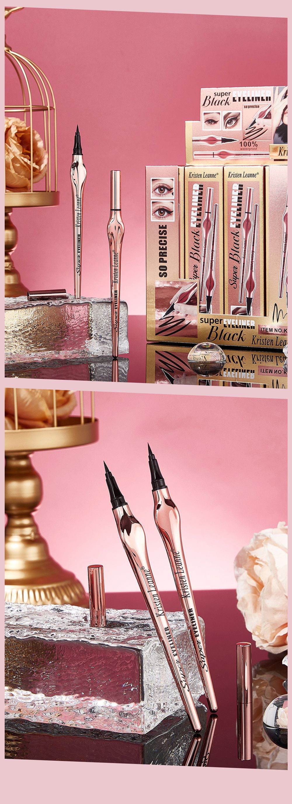 KRISTEN LEANNE Black Technology ist leicht zu greifen und liegt gut in der Hand Matt verwischt nicht so leicht Extrem dünner Eyeliner-Stift_voghion.com