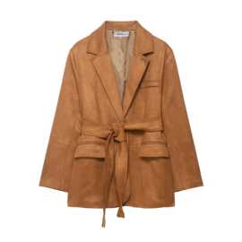 批发2025夏新品欧美风女装反绒皮西装外套西服  6739