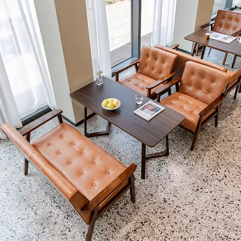 实木酒吧清吧咖啡厅桌椅甜品店书吧奶茶店沙发卡座商用接待会客