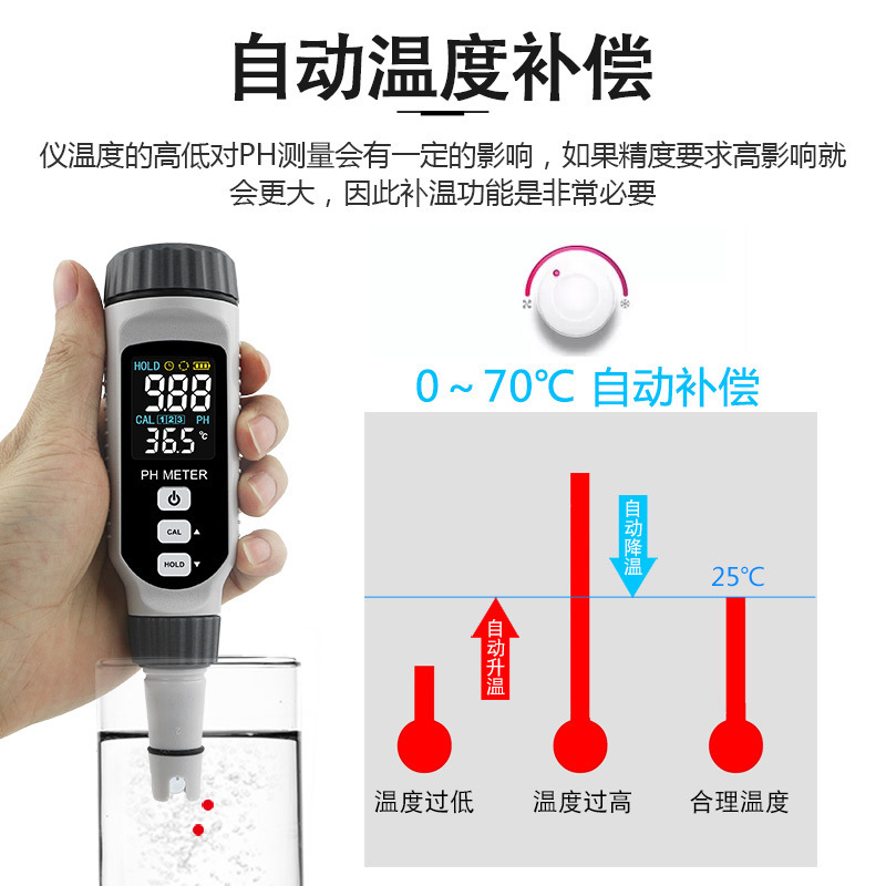 SMART SENSOR希玛PH828+鱼缸养殖场水质测试笔酸碱度检测仪