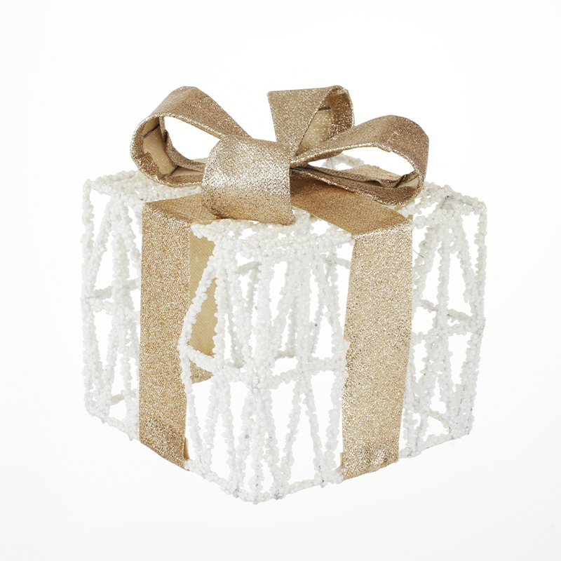 Caja de regalos de caña de Navidad caja de regalos de hierro forjado caja vacía decoración de pinos decoración de decoración de tres piezas set