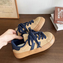 板鞋女2025春秋季新款小眾百搭學生厚底小白鞋休閒運動麵包鞋