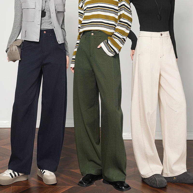 Counter Genuine Brand 2025 Autumn and Winter New High-Waist Slim and Drapedy Straight Casual Pants for Women Loose Wide-Leg Pants