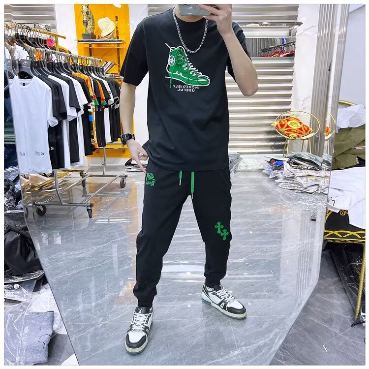 T-shirt court à manches mi-longues pour homme, vêtement d'été polyvalent, marque tendance, ample, américain, High Street_voghion.com