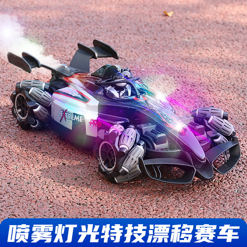 F1賽車燈光噴霧無線四驅特技漂移越野遙控車兒童汽車玩具批發