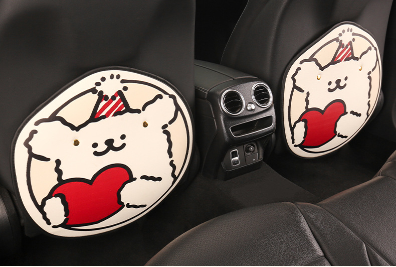 Women's cute puppy cartoon chair back anti-kick cushion car seat chair back anti-dirty anti-fouling cushion back pocket suspension type