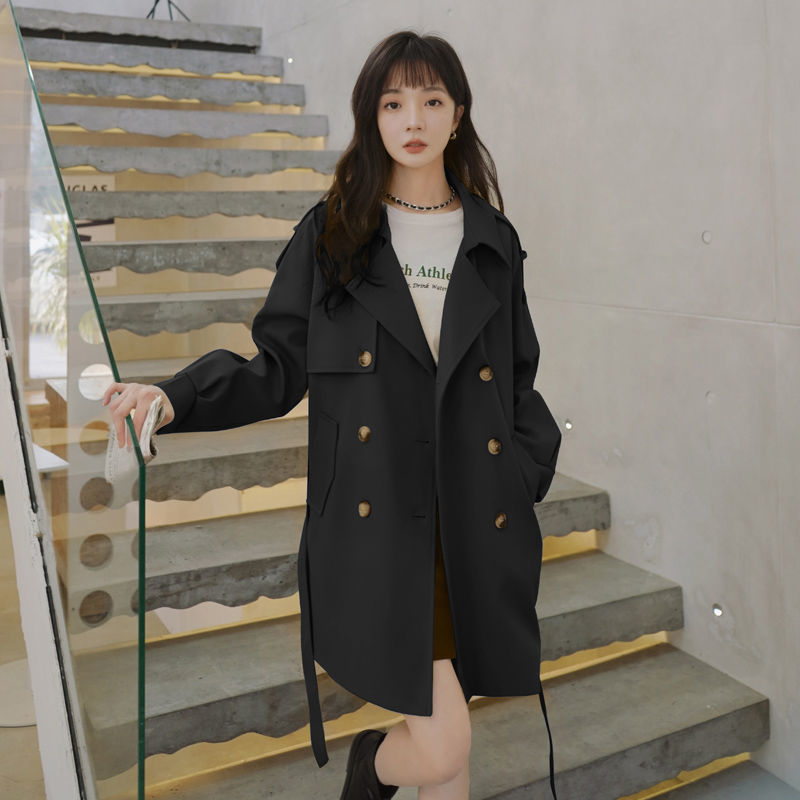 卡其色气质风衣女2025春秋新款小个子夹克大衣英伦风中长款外套|undefined
