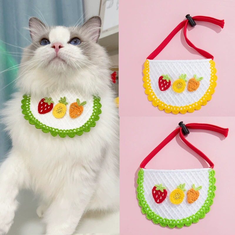 Весеннее и осеннее полотенце для домашних животных с эластичной шнуровкой для украшения собаки собаки кошки трехмерное вязание милые мультяшные вышитые полотенце для рта