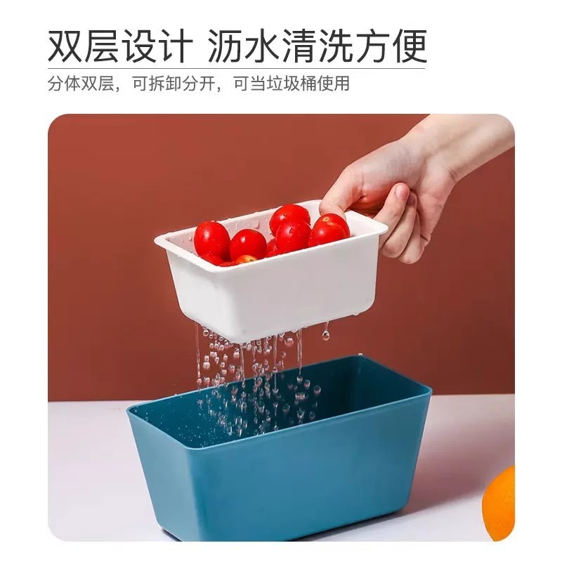 怠け者は瓜の種の神器の二重の四角形の水たまりのかごの瓜の皮の収納箱のナッツの箱を食べて水を切って洗いやすいです。|undefined