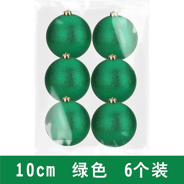 10cm green glitter balls 6 pack