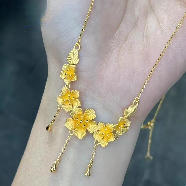 Collier fleur élégant chaîne clavicule dorée pour femme_voghion.com