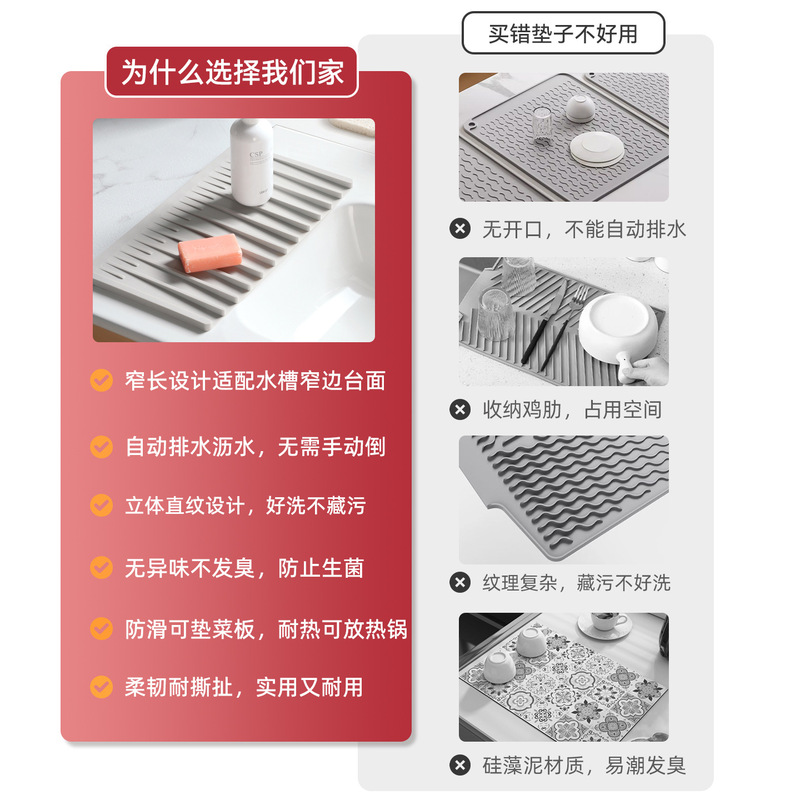 キッチンシンクシリコン排水パッドバテーブル収納排水パッド洗面台防沫パッド食器乾燥パッド|undefined
