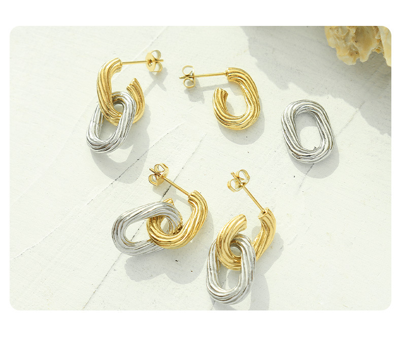 French Style Solid Color Titanium Steel Drop Earrings Plating Stainless Steel Earrings display picture 3