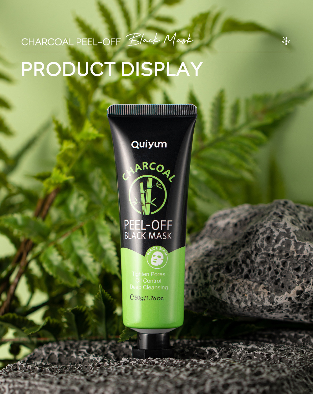 Cross-border temu version quiyum Bamboo Charcoal peel-off Mask 50g (tube) Moisturizing skin care products in stock undefined