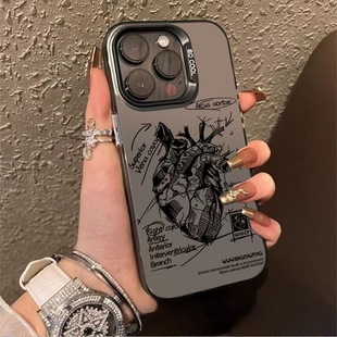New Trendy Brand Heart-Shaped Phone Case Suitable for iPhone 17, Apple 16 Pro Max/15, Shockproof 14 Pro/13/12X