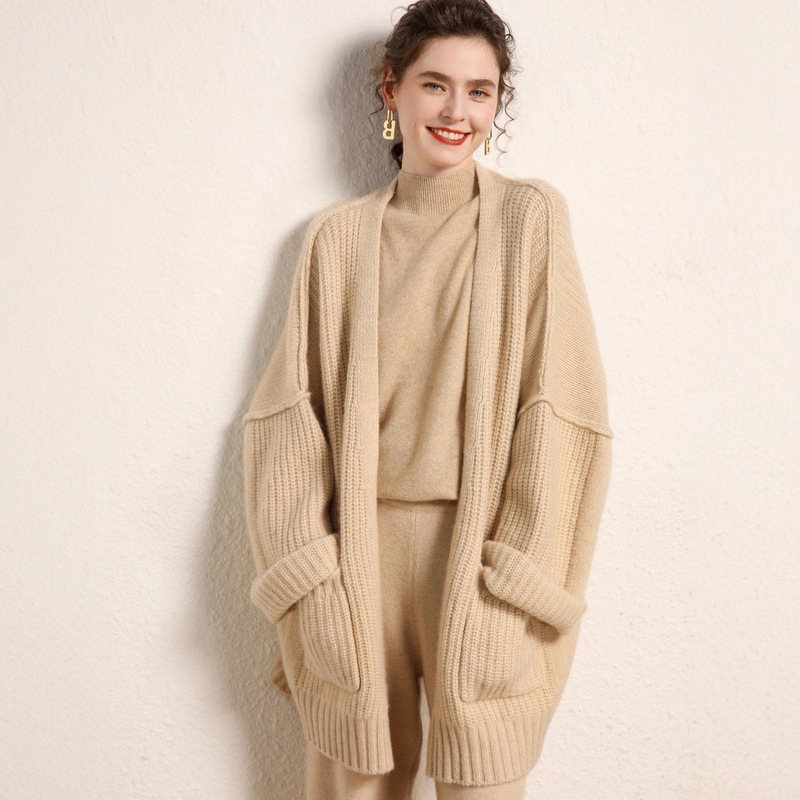 Korean Style Lazy Style Deer Plush Cardigan for Women 2025 New Autumn and Winter Loose Design Thick Wool Knitted Women's Clothing