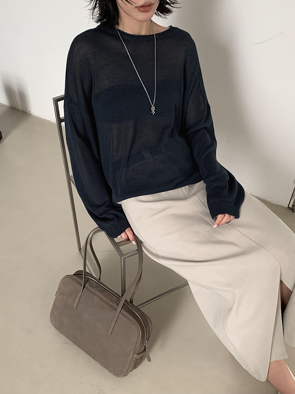 MMC DITION长袖针织衫女十三行秋季新款高级感宽松套头慵懒风上衣|undefined