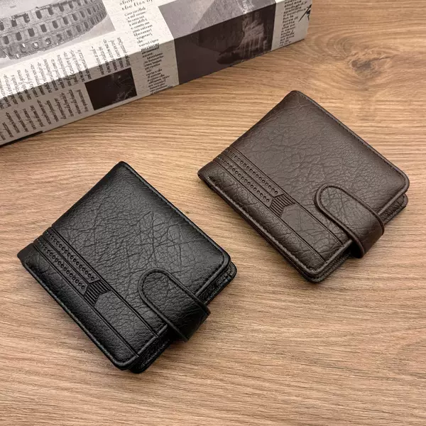 Foreign Trade Men's Wallet, European and American Retro Pu Leather, Multi-Card Slot Coin Purse, Amazon Hot-Selling Cross-Border Clasp Short Wallet