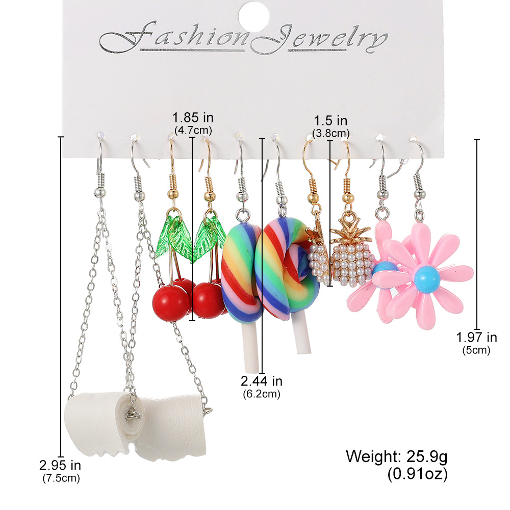 Daily, Street Occasion 1 Set Cute Fruit Flower Duck Plating Arylic Drop Earrings
