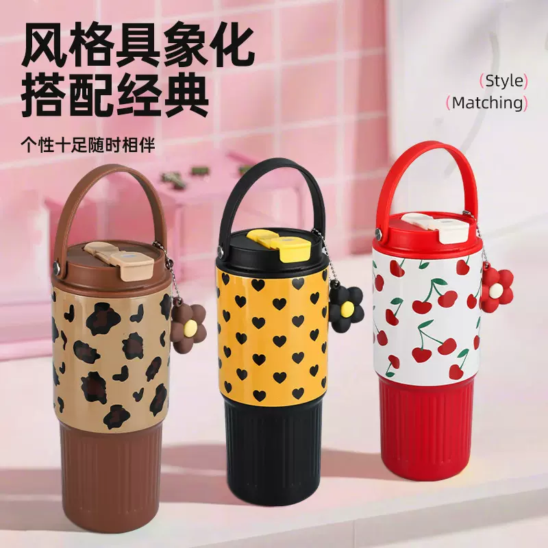 新款316不锈钢保温杯大容量咖啡冰霸杯户外便携式吸管提手水杯