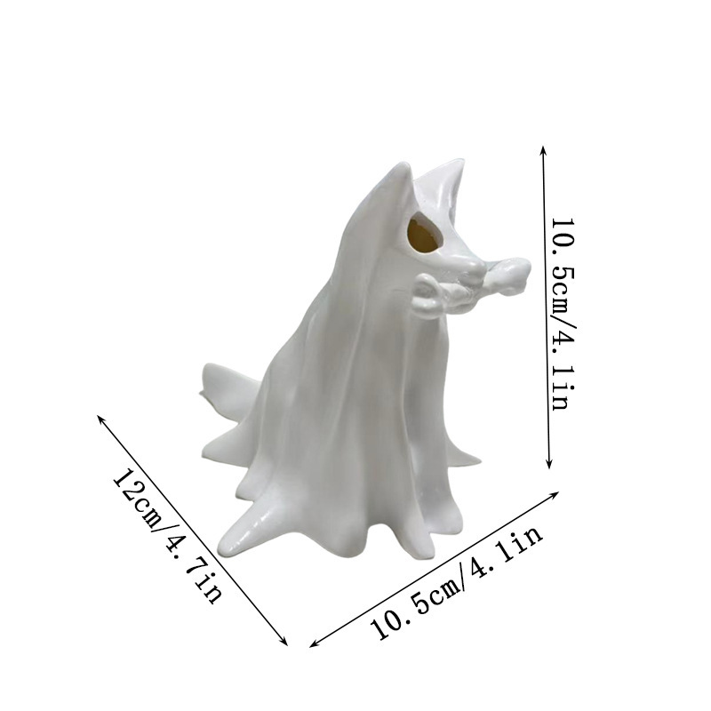 ハロウィンゴースト子犬オーナメントハロウィンシーン装飾雰囲気発光ランプデスクトップ面白い樹脂工芸品|undefined