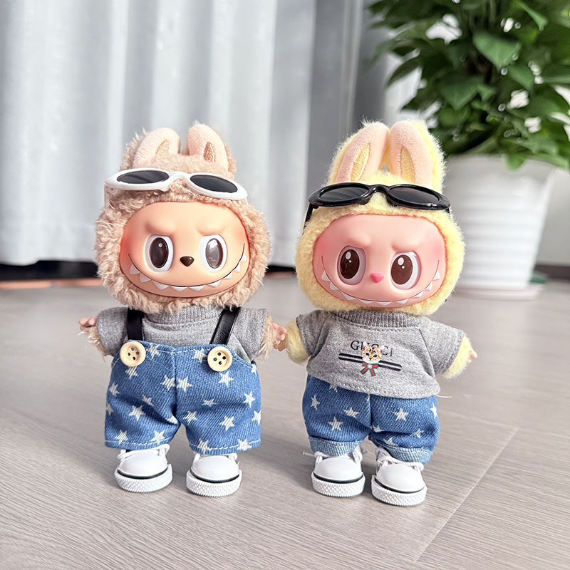 仅售娃衣】一二三代钥匙扣Labubu衣服挂件拉布布娃衣星空牛仔背带|undefined