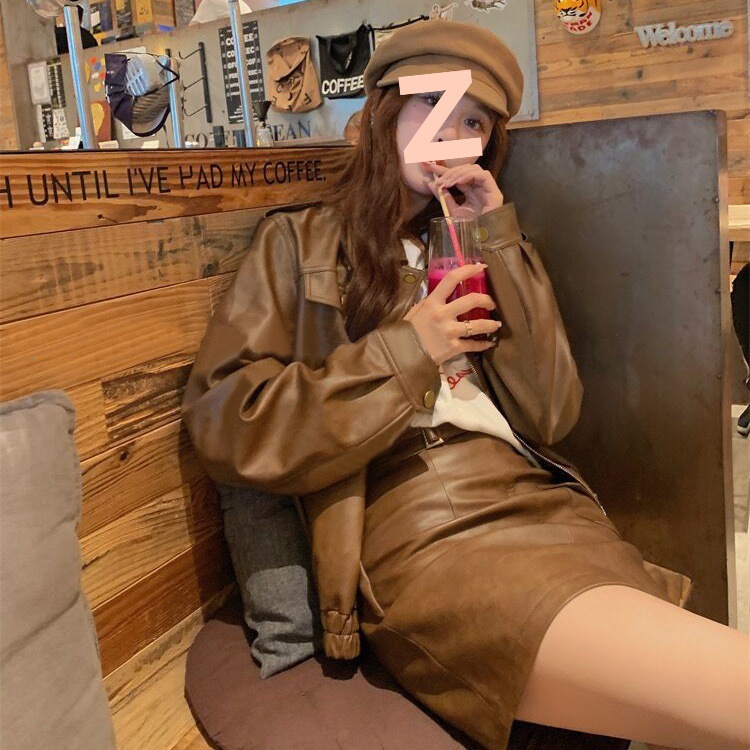 高档美式皮衣外套女短款2025春秋不裂皮百搭宽松机车皮夹克洋气|undefined