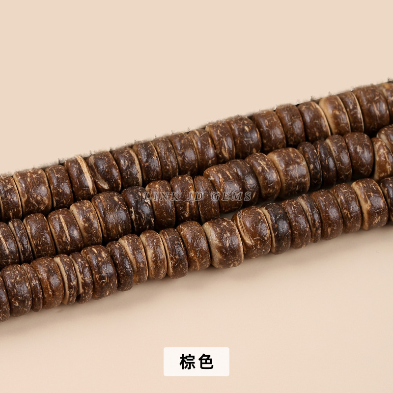 結晶徳宝飾品5/8mmココナツ殻仕切り珠散珠白色茶色diy宝飾品のブレスレット卸売り|undefined