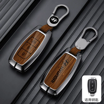 Bag Buckle for Men, Car key bag - standard-type-a-3-button-wood-grain-brown-car-logo-buckle