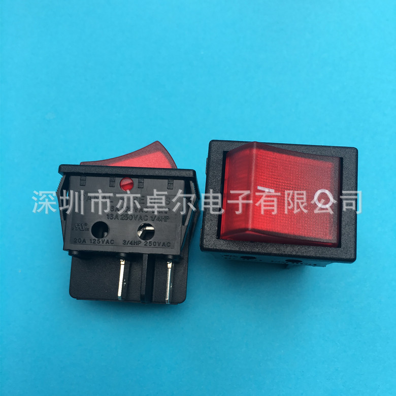 正品台湾嘉尼CANAL船型开关四脚红色带灯开关R210-1-C5L-BR1NW