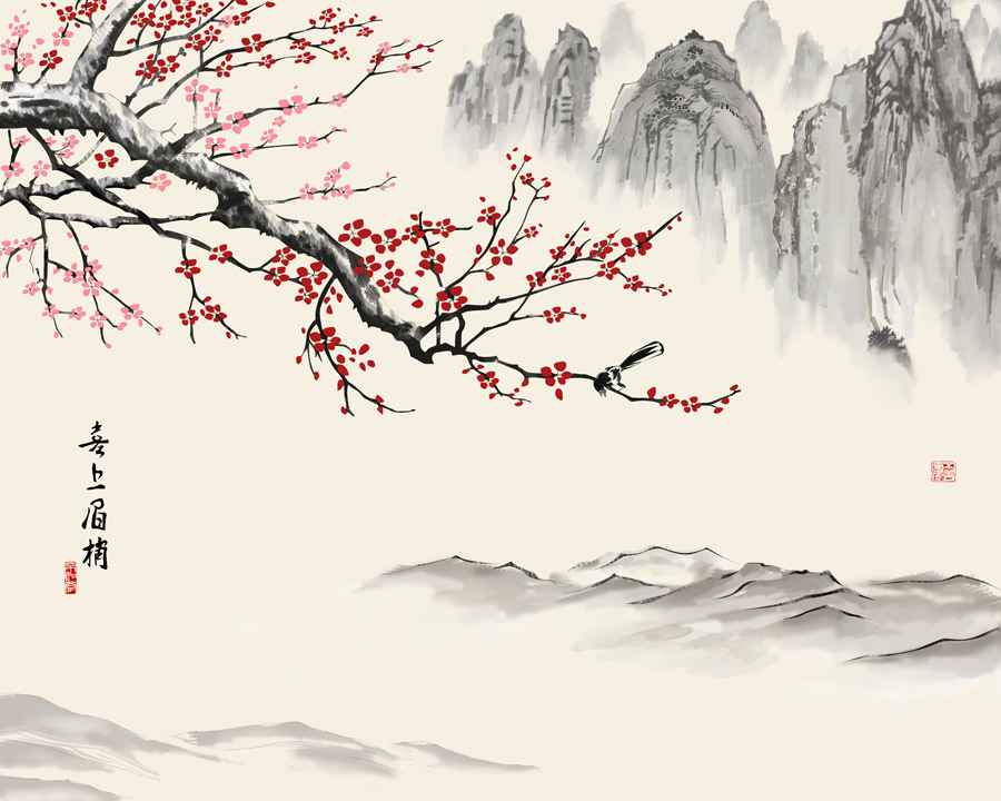 喜上眉梢,梅花,