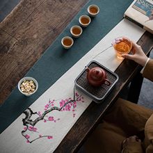防水桌旗禪意手繪棉麻布藝中國風茶席中式茶台茶幾桌布廠家直銷