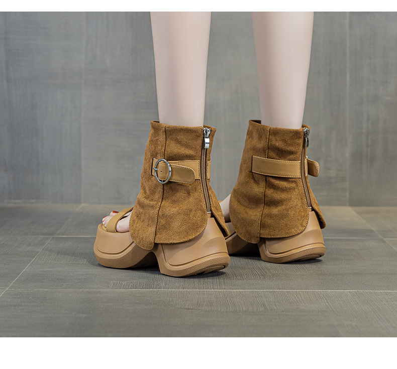 Sandal nữ đế dày hở mũi phong cách La Mã mùa hè 2026 — Nâu caramel 5069-1, Be 5069, Đen 5069-1, Nâu caramel 5069 chi tiết 12