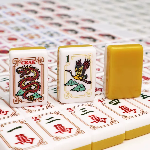 Yellow Crane Pattern Acrylic American Mahjong Tiles Home Gift Set Hand-Shuffled Tiles High-End Mahjong Tiles